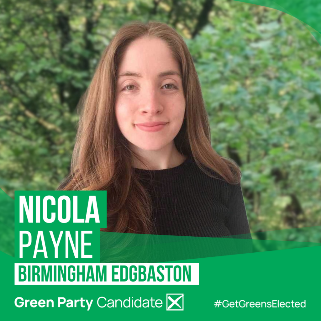 Nicola Payne, Birmingham Green Party candidate for the Edgbaston constituency